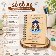 [Change Name Upon Request] A6 wooden notebook engraved/print name upon request - student notebook, m
