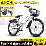 ANCHI basikal budak With Basket kids Mountain Bike Basikal lelaki untuk pelajar berumur 7-12 tahun