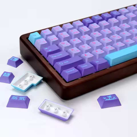 KBDiy Clone GMK Keycap Japanese Retro Vaporwave Cherry Profile 7U ISO PBT Keycaps Custom For aula F8