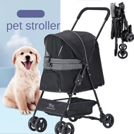 3 in 1 Pet Dog Stroller Detachable Foldable Pet Stroller Trolley Lightweight Outdoor Travel Trolley with Storage Basket