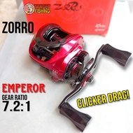 Reel BC Zorro Emperor (Drag Clicker) Left Handle Baitcasting Rail