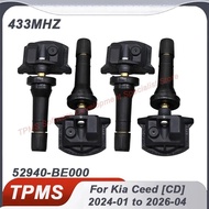 4PCS 433MHZ 52940-BE000 TPMS Tire Pressure Monitoring Sensor For Kia Ceed [CD] EV5 EV6 Hyundai Kona