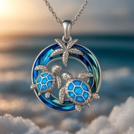 Tel: Dellon Ocean Style Pendant Sea Turtle and Starfish Design Light Luxury High-End Necklace X6HL