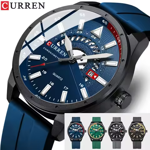 CURREN Sport Men Watch Top Brand Luxury Business Waterproof Calendar Male Clock Rubber Classic Quart