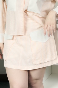 กระโปรงสั้นลายทางมีกระเป๋า Striped Pocket Skirt #FMBL-E2B109