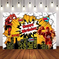 Flash Avengers Backdrops Boys Birthday Fondo Fotografia Party Decoration Cake Banner Superheros Photography Background