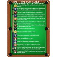 Large Billiards Rules Tin Sign, 12x16 Inch Metal Wall Art for Game Room, Pool Table Decor, Vintage 8