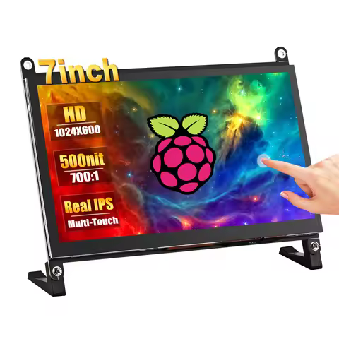 Wisecoco 7/10.1 inch Touchscreen Portable Monitor IPS Display 1024X600 HDMI 500nit HDMI USB C for Ra