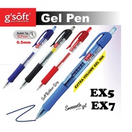 Gsoft Retractable Gel Ink Pen gel pen EX5 EX7 gelpen 0.5mm 0.7mm blue black red (Pena Gel)