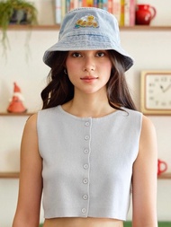 (全新) Hamblepie 泰國自家品牌 - Sunflower Denim Hat 牛仔布刺繡漁夫帽