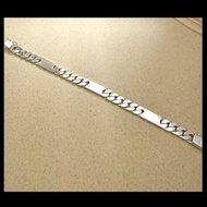 銀革手作 925 純銀  長方牌 牛仔鏈 古巴鏈 手鏈