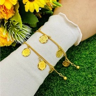 DHIYA GOLD 916 Rantai tangan baby mesin gantung dinar lebar 1.1cm - 1.15cm