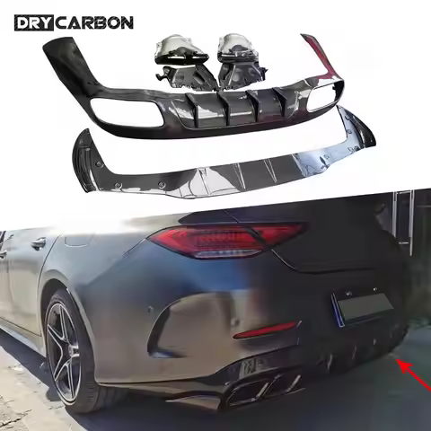 Carbon Fiber Rear Diffuser Exhaust Tips for Mercedes Benz CLS W257 CLS300 350 450 CLS53 63 AMG 2018-