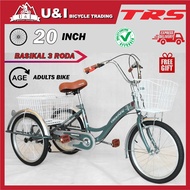 20 Inch Adult Cargo Kargo Three 3 Wheel Bicycle Bike Basikal Tricycle Trike Roda OKU Basket Transpor