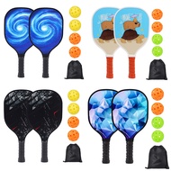 Pickleball Paddles, Pickleball Set of 2 Premium Wood Pickleball Paddles, 4pcs 40 Holes Pickleball B