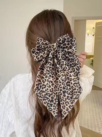 1/3 Pcs Fashion Leopard Zebra Oversized Bow Ribbon Barrettes Hair Clips For Women Girls Party Hair A