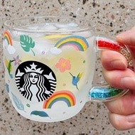 Starbucks Summer Limited Rainbow Handle Filling Diamond Heat-Resistant Glass 355ml Mug Juice Cup✨Follow Store Priority Delivery 0909✨