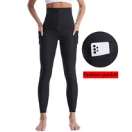 Women New Sauna Sweat Leggings High Waist Slimming Pants Body Shaper Waist Trainer Compression Shapewear Workout Tights--Pocket