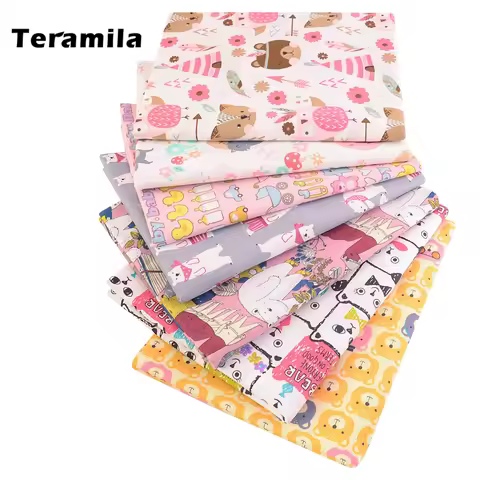 Teramila Cotton Fabric Meter Cute Cartoon Design Telas Tissu DIY Patchwork Quilts Dress Bedsheet For