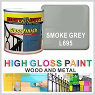 L695 SMOKE GREY 1L ( 1 LITER ) HEAVY DUTY High Gloss Finish Paint for Wood &amp; Metal ( Fast Dry / Good Coverage )