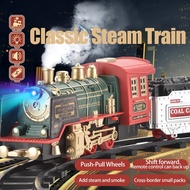 Simulated Steam RC Train Electric Railcar Toys Car Motorized Track With Lights Music Train Toy Set Toy For Kids Christmas Gift