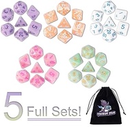DND Dice, 5 x 7 Sets (35 Pieces) Polyhedron Dice for Dungeons & Dragons RPG MTG DND Tabletop Game wi