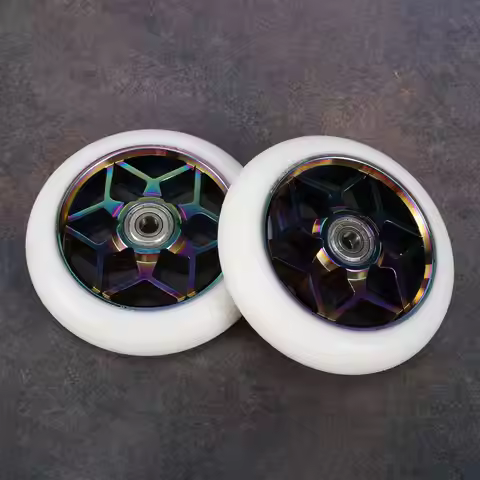 HLES 2 Pcs Scooter Accessories 110mm Scooter Wheels Colorful Pu Wheels Thick Stunt Car Wheels with B