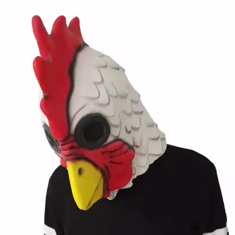 w;3'c\6,b'★Halloween Cosplay Costume Anime Latex Adult Richard Rooster Mask Hotline Miami Game Props