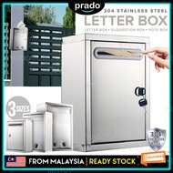 PRADO 304 Stainless Steel Letter Box Key Locker Mailbox Waterproof Home Outdoor Wall Post Box Office