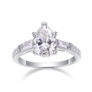 925 Sterling Silver 4-Prong 2CT Teardrop Pear Shape Moissanite Engagement Ring Promise Bridal Ring R