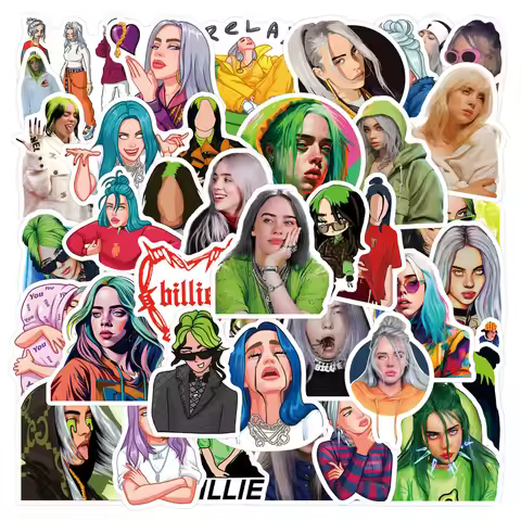 55Pcs Billie Eilish Stickers Singer Billie Eilish Stickers Decorative Handbooks Stationery Cups Comp