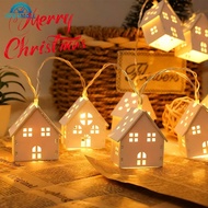 OPENMALL 1.5/2/3m LED Christmas Decoration Wood House String Light Santa Claus Christmas Trees Batte