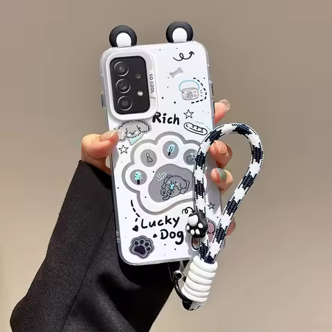 3D Cute Ear Cat Claws Dog Cartoon Phone Case For Samsung Galaxy A02S A12 A12S A32 A52 A52S A03S A13 