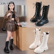 312O'KADY KIds Girls' boots, high boots, Korean version of British Martin boots, princess leather boots, little girls' boots
