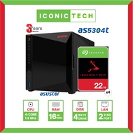 ASUSTOR AS5304T 16GB Ram 0TB~88TB Ironwolf Pro Nas Enclosure Kits