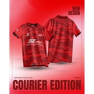 Red Baju New Design J&T EXPRESS Jersey Custom Name Unisex Retro Collar Jersi Murah Malaysia Logistic