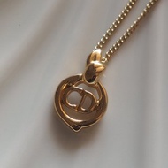 Christian Dior 迪奧 CD Logo 墜飾 項鍊 金色 古董