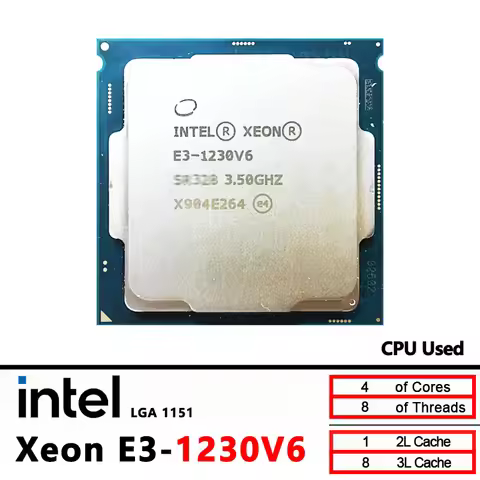 Intel Xeon E3-1230 v6 E3 1230v6 E3 1230 v6 3.5 GHz Used 4-Core 8-Thread CPU 80W LGA 1151