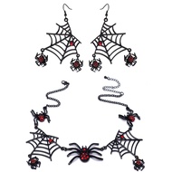 Halloween Spider Necklace Unique Exaggerated Spider Web Clavicle Chain Gothic Dark Spider Web Jewelr