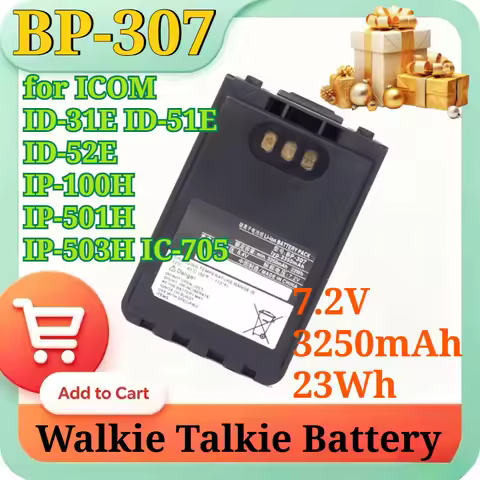BP-307 7.2V 3250mAh 23Wh Replacement Battery for ICOM ID-31E ID-51E ID-52E IP-100H IP-501H IP-503H W