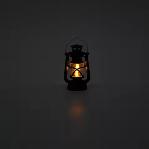 ‌Black Color Miniature LED Candle Lamp Retro Handheld Camping Handheld Lantern Christmas Ambient Lig
