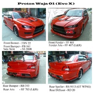 BIG SALE proton waja evo 10 / evo x bodykit bonet bumper side skirt harga set betong bodykit bodykit