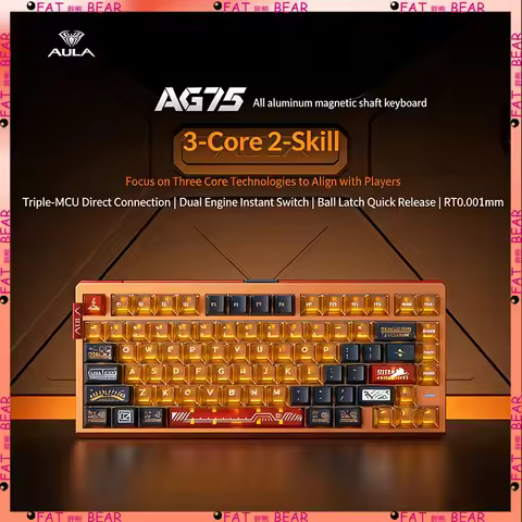 AULA AG75 wired magnetic axis mechanical keyboard for gaming and esports, all aluminum fearless cont
