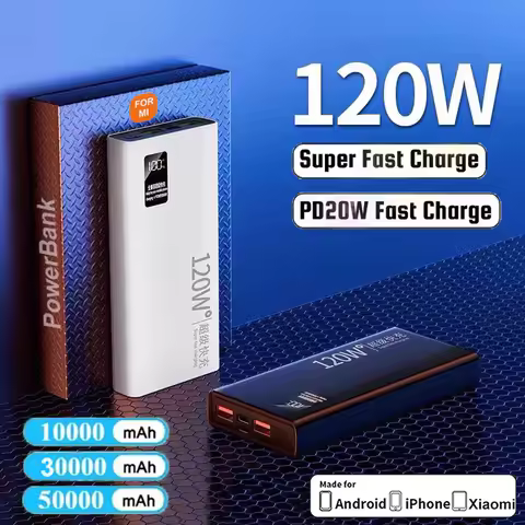 For Xiaomi Original 50000mAh Digital Display Powerbank External Spare Battery Portable Charger Fast 
