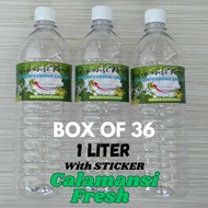 BRCos Box of 36 ( 1 Liter) Empty Clear Plastic Bottles With Separate Calamansi Fresh Vinyl & Waterpr