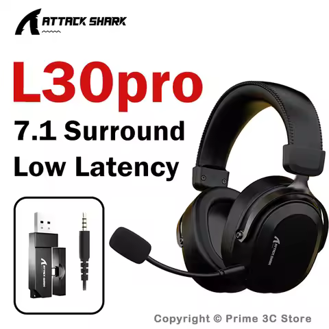 ATTACK SHARK L30PRO Wireless Gaming Headset 7.1 Surround Low Latency Quad-Mode Bluetooth Detachable 