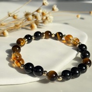 天然水晶 虎眼石 金運石 黃塔晶 客製化水晶手鍊【男款】