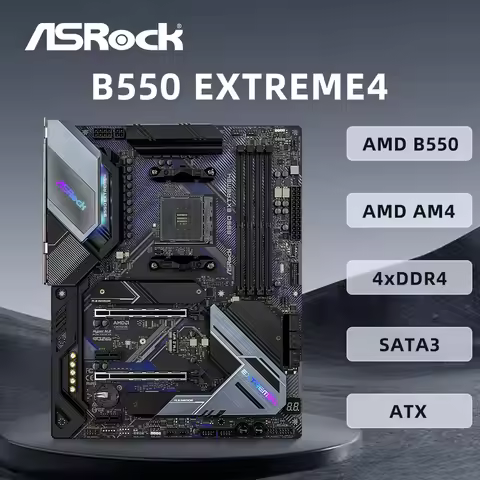 ASRock B550 Extreme4 Motherboard Support 3600X 5600G 5700X 5800X3D 5900X CPU 4xDDR4 128GB NVMe M.2 S