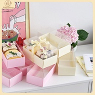 [Happiness ] Swiss Roll Packaging Box Korean Macaron Packaging Box Transparent Towel Roll Cake Box M