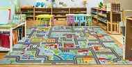 Capslpad Large Kids Rug for Classroom 9.8'x6.6' Educational Learning Area Rug Non-Slip City Town Roa